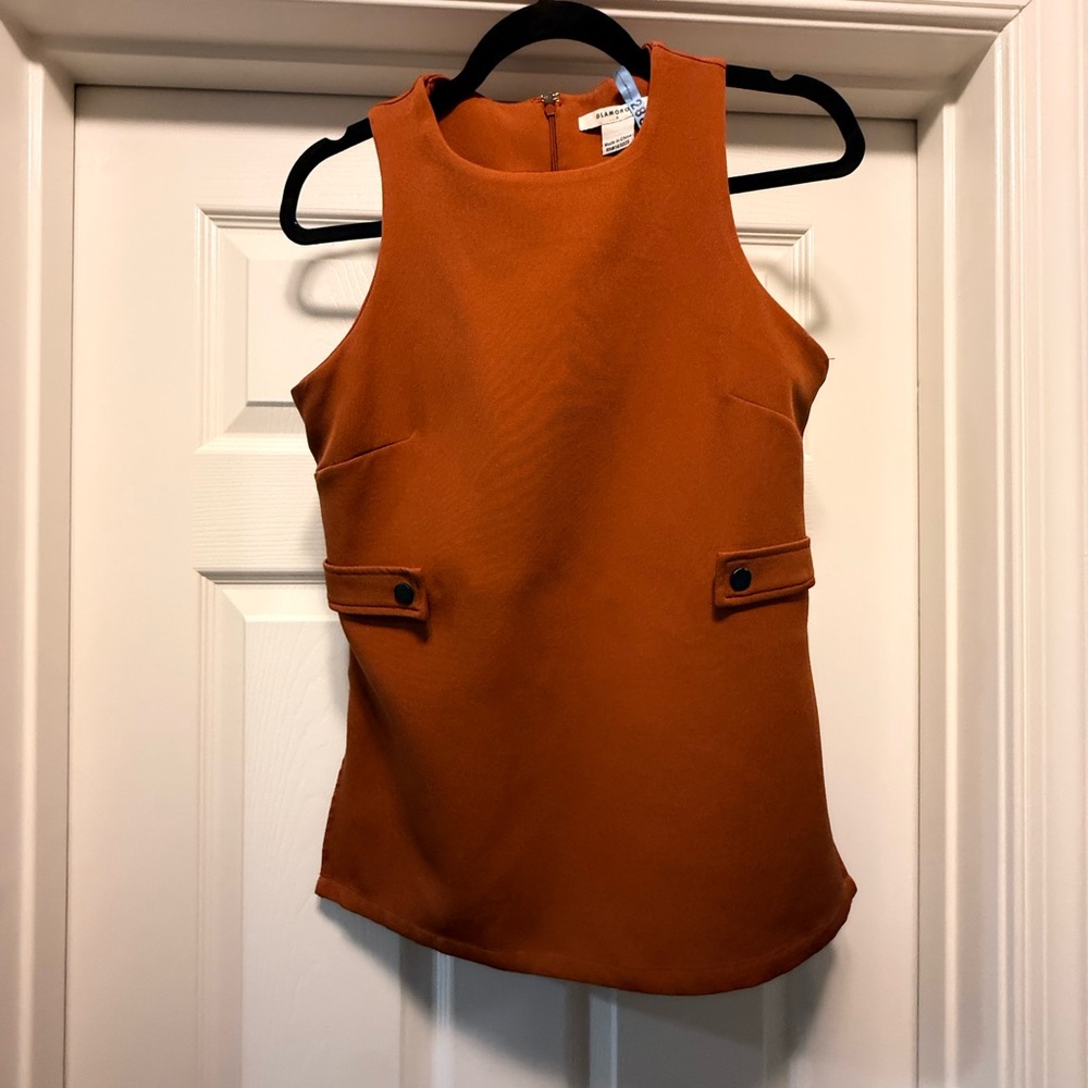 Glamorous Orange Fitted Buttoned Tank Top